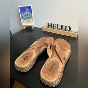 Born camel colour leather thong sandals